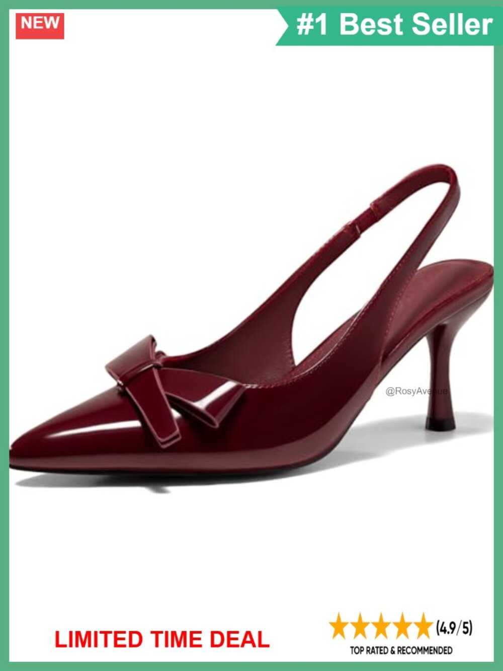 Slingback Kitten Heels Pointed Toe Bow Pumps Office Dress Shoes